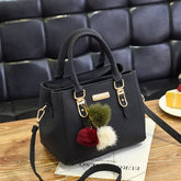 Vintage PU Leather Handbag with Plush Tassel - Stylish Ladies Shoulder & Crossbody Purse - Himpall